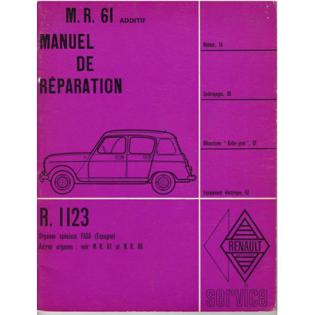 Manuel de Réparation Renault 4 (1953) Type R1123 | MR61 ORIGINAL |