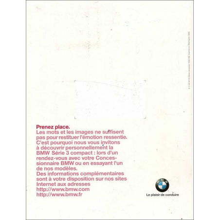 Catalogue BMW Série 3 Compact (1999) Français | BMW165 - Ref: 9 11 03 40 30 2/99 VM |