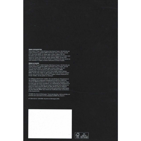 Catalogue BMW I8 Coupé et Roadster (01/2018) Français | BMW062 - Ref: 411 009 102 63 1/18 BM |
