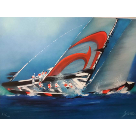 Lithographie Victor SPAHN "America's Cup - Alinghi 3" | spahnamerica |