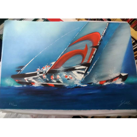Lithographie Victor SPAHN "America's Cup - Alinghi 3" | spahnamerica |