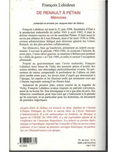 François Lehideux - De Renault à Pétain Mémoires | 9782857046769 |