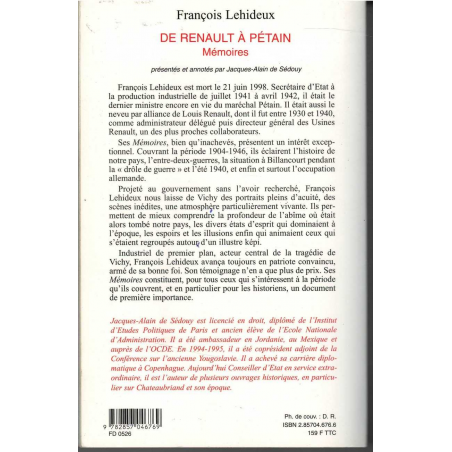 François Lehideux - De Renault à Pétain Mémoires | 9782857046769 |