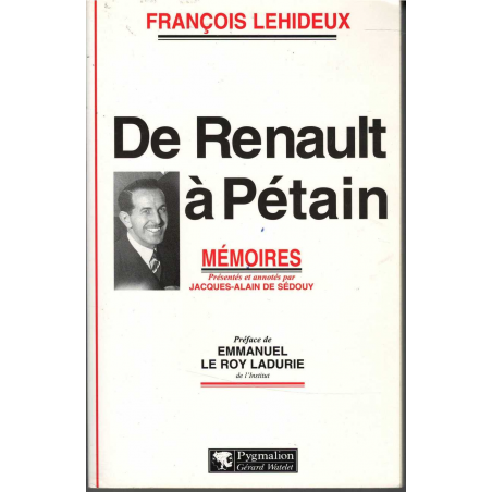 François Lehideux - De Renault à Pétain Mémoires | 9782857046769 |