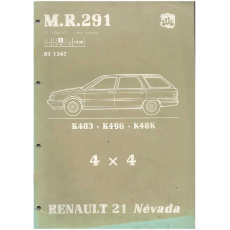 Manuel Réparation RENAULT Névada - K483 - K486 - K48K | MR291 NT1347 |