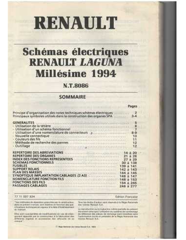 Renault LAGUNA Schémas électriques millésime 1994 | 7711097934 |