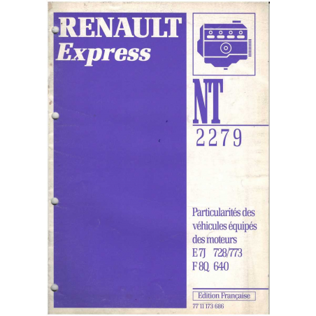 Notice Technique Renault Moteurs E7J et F8Q (NT 2279) | 7711173686 |