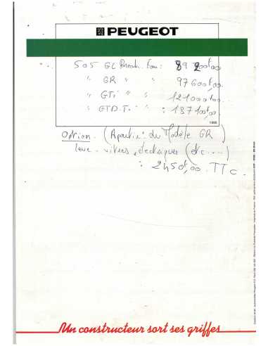 Brochure PEUGEOT 505 Break et Familial (y compris GTi) 1986 - Français | PEU09 |