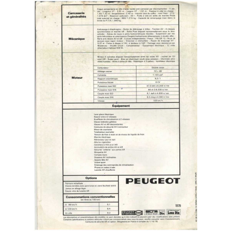 Brochure PEUGEOT 104 S (1979) - Français | PEU12 |