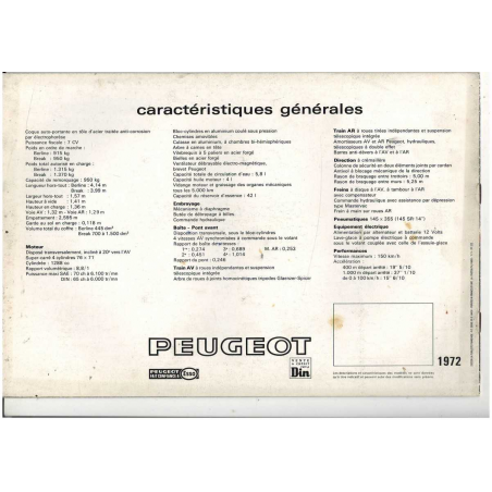 Brochure PEUGEOT 304 BREAK (1971) - Français | PEU15 |