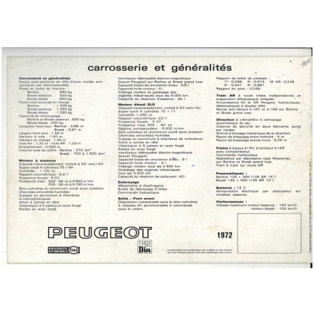 Brochure PEUGEOT 204 Berline Luxe et Grand Luxe (1971) - Français | PEU18 |