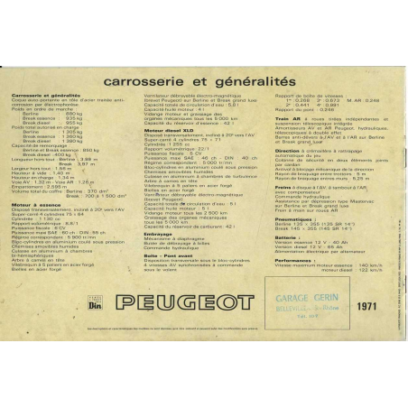 Brochure PEUGEOT 204 Berline Luxe et Grand Luxe (1970) - Français | PEU17 |