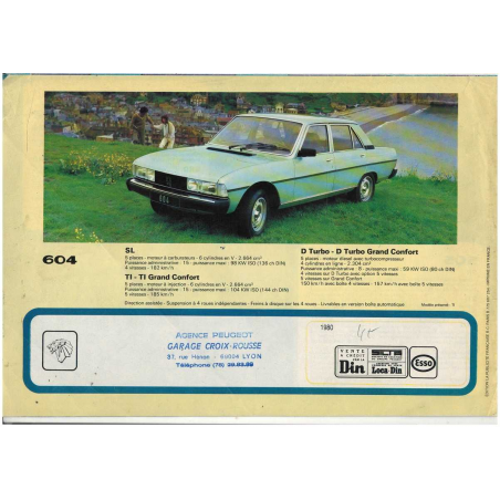 Brochure PEUGEOT 104/304/604 (1980) - Français | PEU19 |