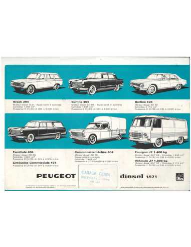 Brochure Peugeot Voitures et Véhicules utilitaires Diesel (1970) - Français | PEU23 |