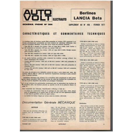 Lancia Beta Berline Documentation Electrique (1977) - 25 Pages | LAN38 |