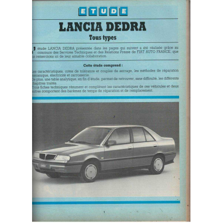 Etude Technique Lancia DEDRA Essence et Diesel - N°280 | EA280 |