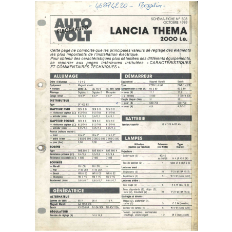 Lancia Thema 2.0 Documentation Electrique (1989) - 25 Pages | LAN41 |
