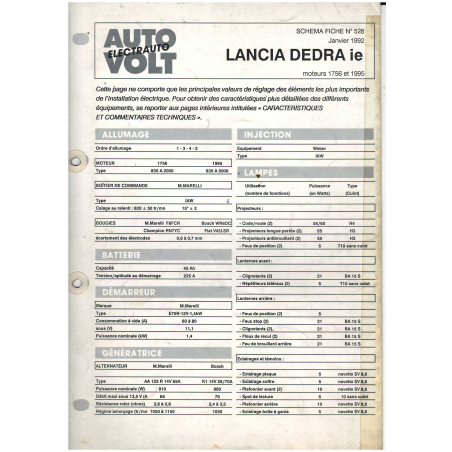 Lancia DEDRA Documentation Electrique (1992) - 25 Pages | LAN42 |