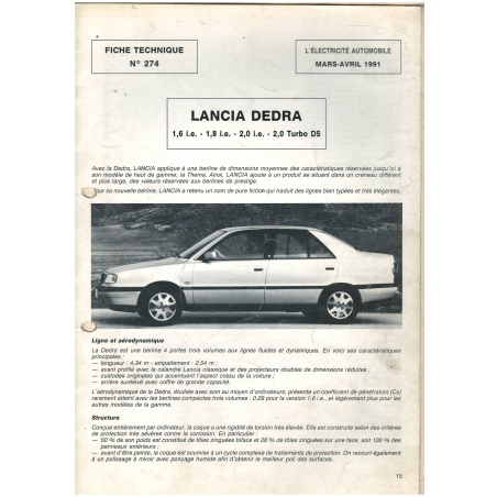 Lancia DEDRA Documentation Electrique (1992) - 25 Pages | LAN42 |