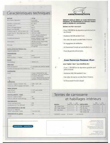 Catalogue FIAT Barchetta Phase 2 (06/2004) Français | FIAT14 - Ref: 02.2.1203.38-S |