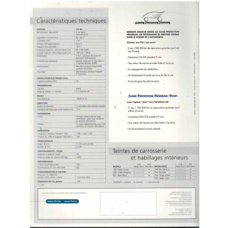 Catalogue FIAT Barchetta Phase 2 (06/2004) Français | FIAT14 - Ref: 02.2.1203.38-S |