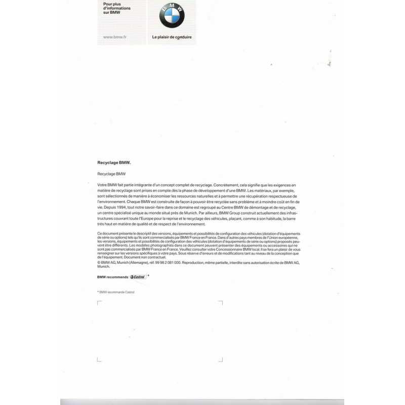 Catalogue BMW Gamme 2008 (Français) | BMW 089 - Ref: 8 11 015 004 30 1/08 VZ |