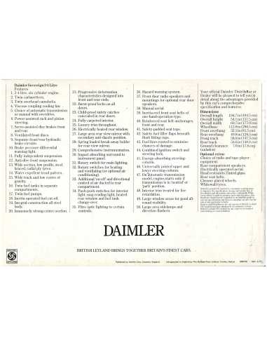 Catalogue Daimler Sovereign 3.4 Litre (1975) Anglais | DAIM02 |