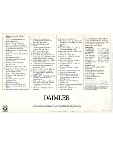 Catalogue Daimler Sovereign 3.4 Litre (1975) Anglais | DAIM02 |