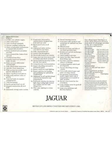 Brochure JAGUAR XJ 3.4 (1975) En Anglais | JAG19 |
