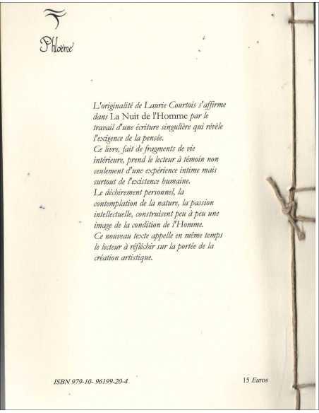 Livre La nuit de l'Homme De Laurie Courtois 9791096199204