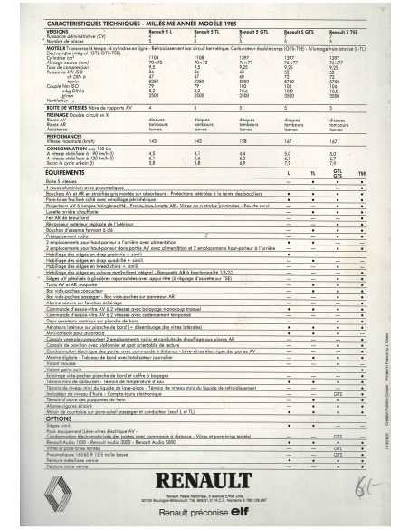 Brochure RENAULT 5 Supercinq TSE (1985) | REN09 |