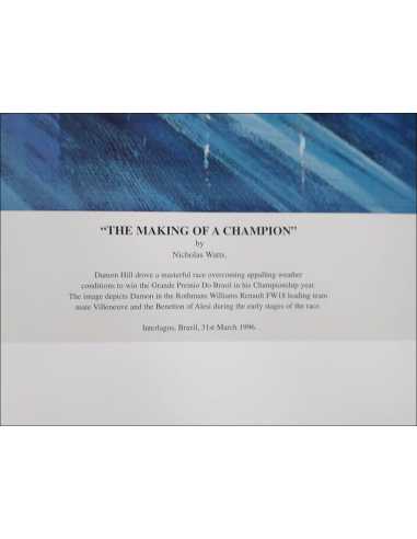 Lithographie Signé Damon Hill - Grand Prix du Brésil 1996 | The making of a champions |