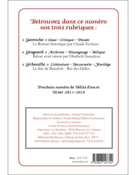 Délits d’encre n°39 – Automne 2023 Ed. Petit Pavé | 9782847127744 |