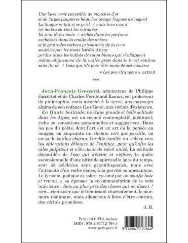 En haute solitude De Jean-François Gressard Ed. Petit Pavé | 9782847127645 |