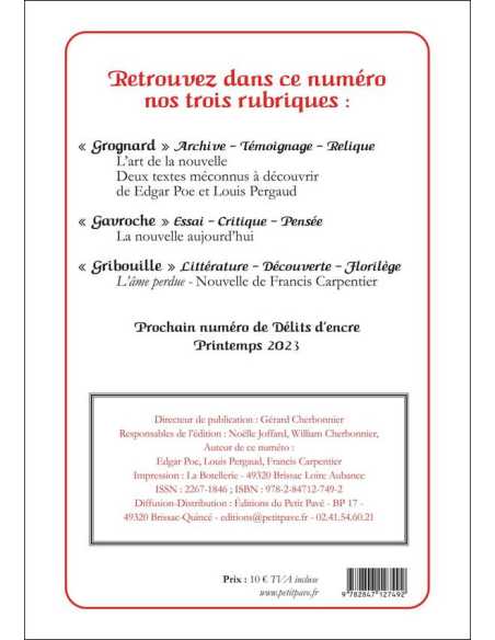 Délits d’encre n°36 – Hiver 2022/2023 Ed. Petit Pavé | 9782847127492 |