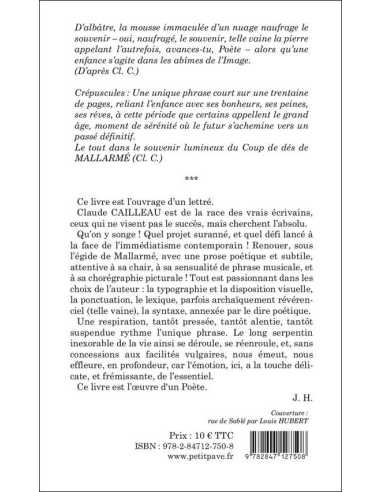 Crépuscules De Claude Cailleau Ed. Petit Pavé | 9782847127508 |