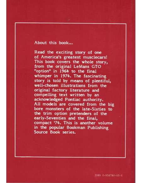 Pontiac GTO - A Source Book | 9780934780032 |