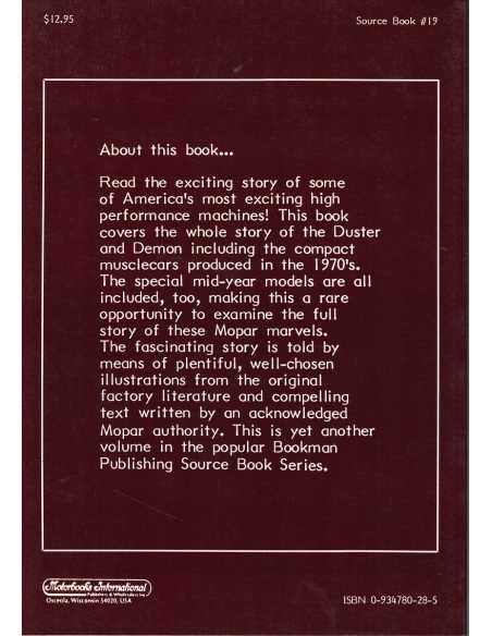 DODGE Duster/Demon - A Source Book | 9780934780285 |