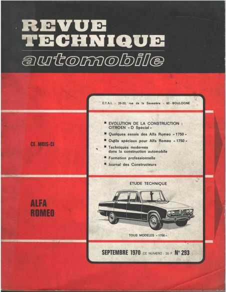 Revue technique Automobile ALFA ROMEO 1750 | RTA 293 - ALAFA ROMEO |