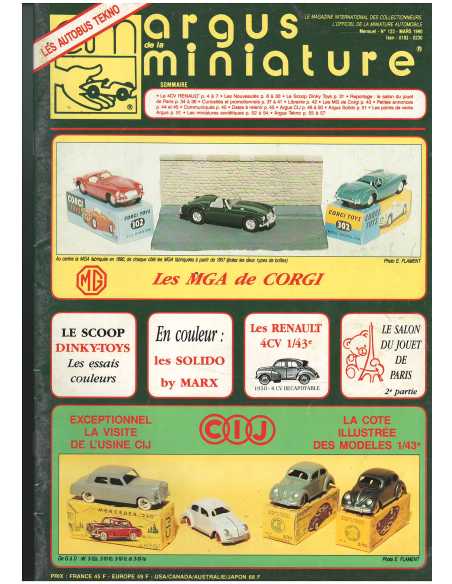 Argus de la miniature N°123 « Renault 4cv 1950 - Mars 1990» | ARGUS MINIATURES 123 |