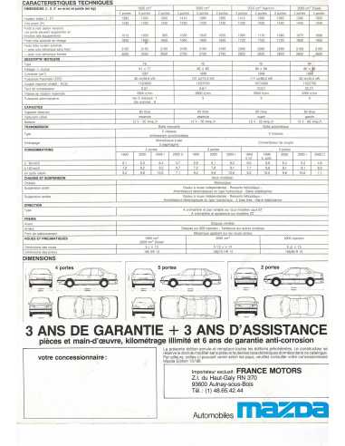 Brochure MAZDA 626 Berlines et Coupé (1986) | MAZ22 |