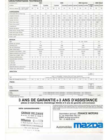 Brochure MAZDA 626 Berlines roues directrices (1988) | MAZ23 |