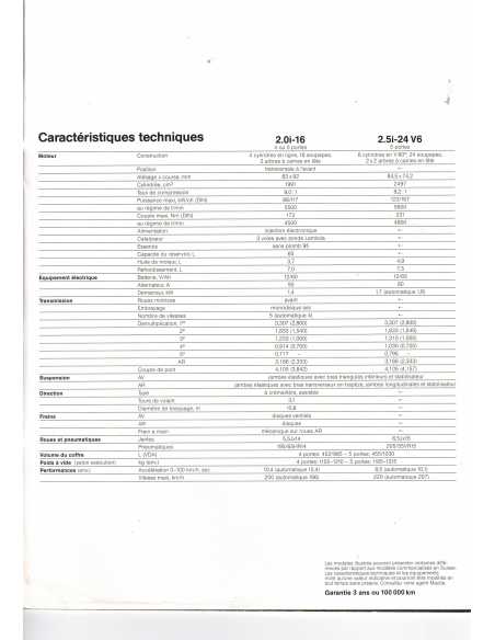 Brochure MAZDA 626 2.0i et 2.5i (01/1992) | MAZ28 |