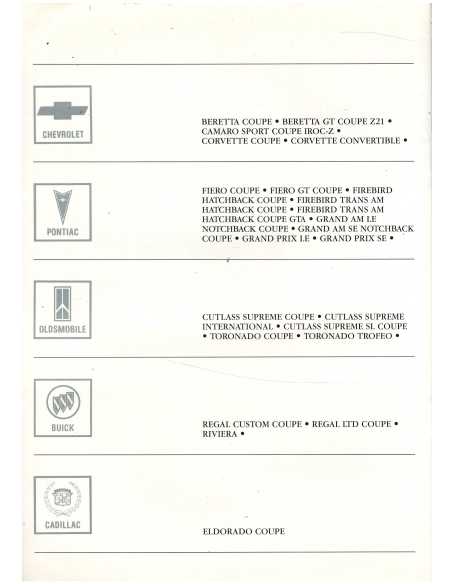 Brochure General Motors Gamme 1988 Sportives (Français) | BUI08 |