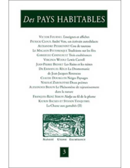 Des PAYS HABITABLES N°3 Naïveté - Utopie - Exubérance | 9782912753571 |