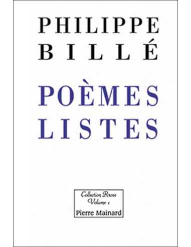 Poèmes-listes De Philippe Billé | 9782913751101 |