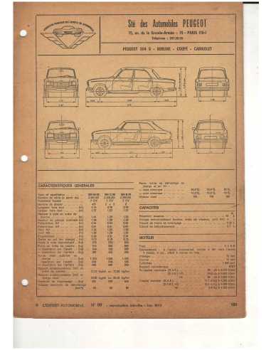 Fiche Technique Peugeot 304 S : Berline / Coupé / Cabriolet | Fiche 304S |