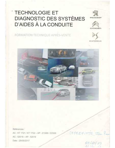 Technologie et diagnostic des systèmes d'aide à la conduite Formation technique Ref Z1S88 | PSA Z1S88 |