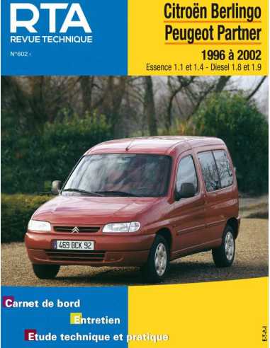 REVUE TECHNIQUE PEUGEOT PARTNER (1996 à 2002) - TU et XUD - RTA 602 | 9782726860212 |