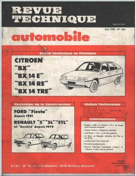 Revue Technique Citroën BX 14 E / RE et TRE - RTA 434 | RTA 434 |